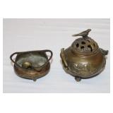 2pc Antique China Xuande mark Bronze Incense