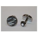 New mont Blanc striped inlaid MOP cufflinks