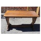 Carved Wooden Trestle Table w/ cherubs, horns
