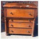 Mahg. Chest/Secretary w/ birds eye maple drawers