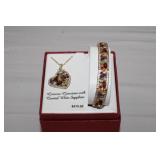 Gemstone set with white sapphire large heart