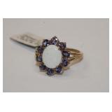 10KT yellow gold opac and tanzanite new