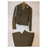 'IKE' jacket with pants, gray braid patch cross