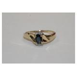 10 KT yellow gold sapphire and damond ring