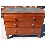 Antique Mahg/pine Chest of Drawers w/ leather