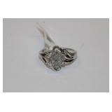 NWT sterling and tiny diamond cluster