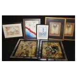 7pc assorted prints , lighthouses, palm trees