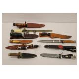 10pcs Vintage Fixed Blade Knife Collection