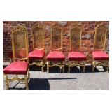 6pc Renaissance gold gilt high back Chairs
