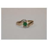 14KT yellow gold emerald and diamond ring