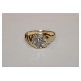 14 KT yellow gold cluster ring with