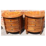 A pair of Curved Front Chest Night Stands / End