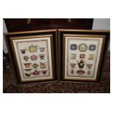 A Pair of Framed French Porcelin Teapots Urns