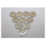(10) Silver Kennedy half Dollars 1967-1969
