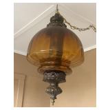 Vintage Amber Glass Swag Lamp