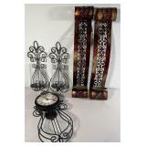 Metal Wall Clock & Wall Sconces