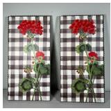 (2) Gingham Florals Painted on Wood