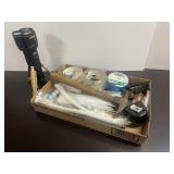 Assortment of Hand Tools, Light & Supplies