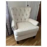 Upholstered Tufted Barrel Back Chair (Beige)