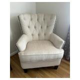 Upholstered Tufted Barrel Back Chair (Beige)