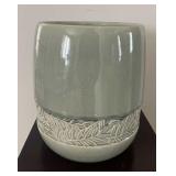 Green Ceramic Leaf Motif Planter