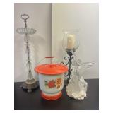 Enamel Chamber Pot, Smoke Stand, Angel, Candle Sta