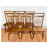 (6) Blonde Wood Spindle Back Chairs