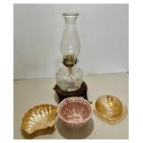 Floragold Butter Dish; Oil Lamp; Iron Stand; Potte