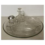 Brilliant Cut Dish; Cruet; Relish Dish; S&P; Round
