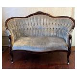 Victorian Walnut Tufted Settee
