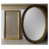 Goldtone Oval Mirror; Goldtone Frame