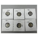 (6) Roosevelt Dime ï¿½ 1950s & 1960s