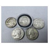 (5) Washington (90% Silver) Quarter ï¿½ 1960s