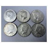 (6) Kennedy (40% Silver) Half Dollar ï¿½ 1960s