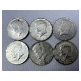 (6) Kennedy (40% Silver) Half Dollar ï¿½ 1960s