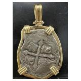 Replica Atocha Coin Pendant in 14K Gold Bezel