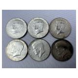 (6) Kennedy (40% Silver) Half Dollar ï¿½ 1960s