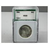1964 Kennedy (90% Silver) Half Dollar in Slab (MS6