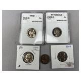(5) Jefferson Nickel ï¿½ 1964, 70-D, 70-S, 2000-D, 0