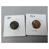 (2) Lincoln Wheat Cent ï¿½ 1956-D, 1958