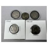 (5) Jefferson Nickel ï¿½ 1939, 1942, 1942-S, (2) 194