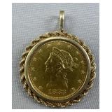 1883 Liberty Head $10 Gold Eagle (Bezel 14k Gold M