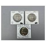 (3) Franklin Half Dollar ï¿½ 1950, 1953-D, 1954-S