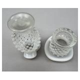 Fenton French Opalescent Hobnail Fan Vases