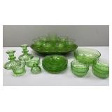 Green Depression Uranium Glass 'Circle' Sherbets