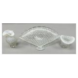 Fenton French Opalescent Hobnail Vanity Tray, Vase