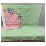 Green & Pink Floral Appliqued Quilt, #3