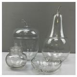 Clear 'Fruit' Motif Jars & Dish