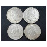(4) Franklin Half Dollars- 1950, 1951, (2) 1952