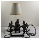 Vintage Equine Cast Iron Bookends & Lamp; Stirrup